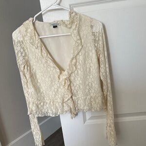 American Eagle Outfitters Ivory Lace Blouse